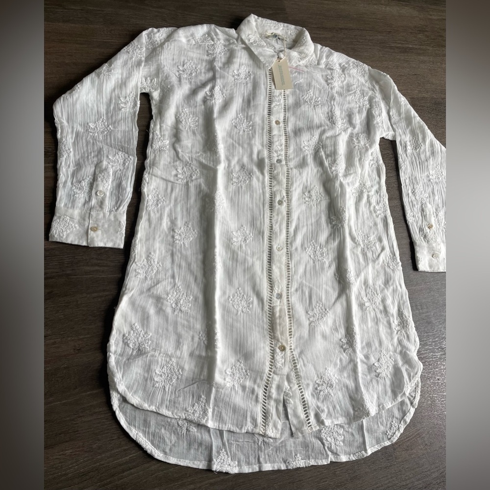 NWT Sundance Cloverfield Tunic 100% Cotton Shirt White Sizes S, M Boho Cottage